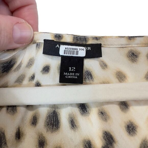 Ann Taylor Silk spandex Leopard Print Cowl Neck Short Sleeve Blouse Size 12 - Picture 6 of 16